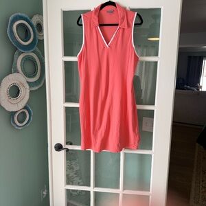 Coral Sleeveless Collared Golf/Tennis Dress